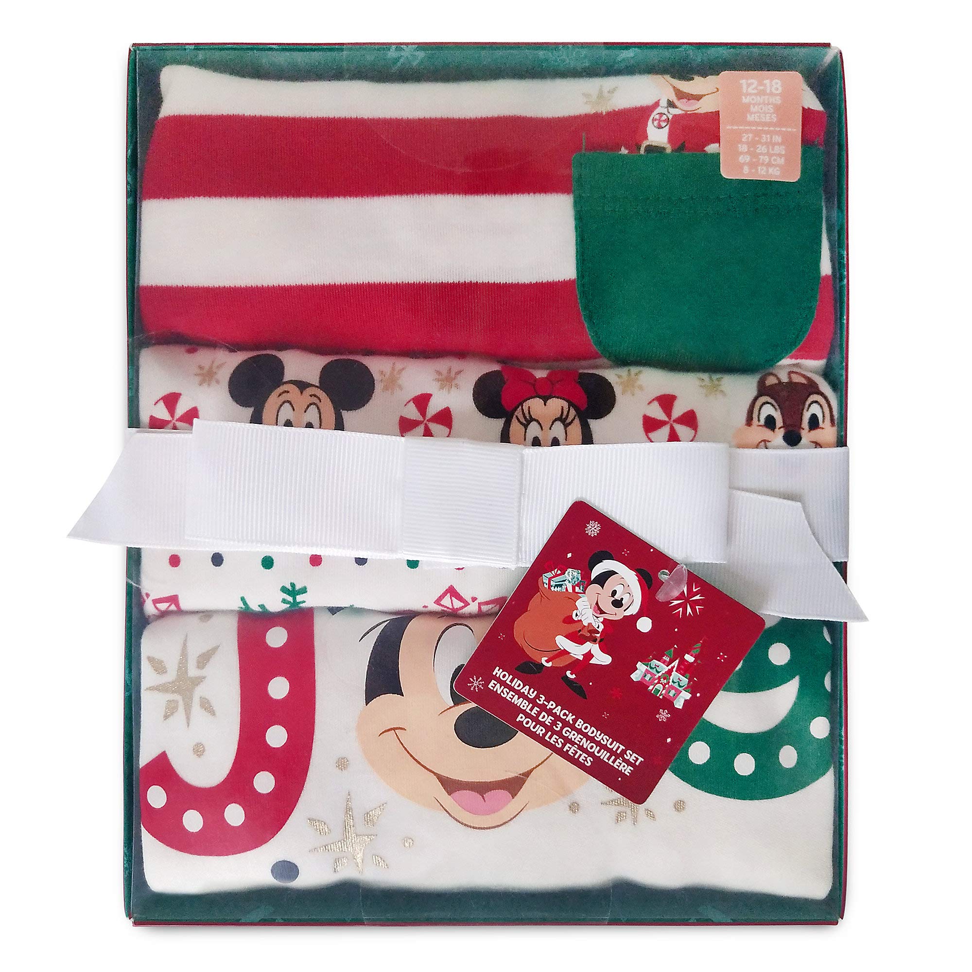 Disney Mickey Mouse and Friends Holiday Bodysuit Set, Size 3-6 Months