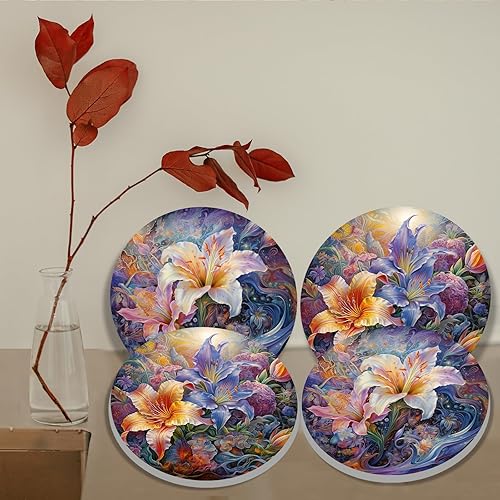 Miniatura 124 de Wildflowers - Juego de 4 fundas para quemadores de estufa de arte botánico, cubiertas superiores de estufa para quemadores de gas, estufa eléctrica