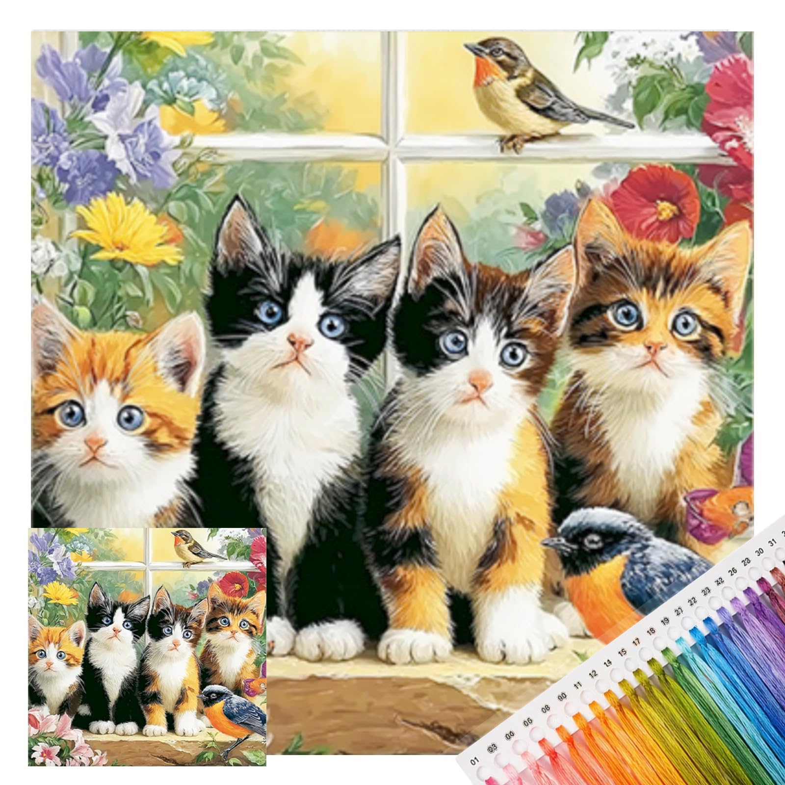 Animal Cross Stitch Kits for Adults, Full 11CT 3 Strands DIY Stamped