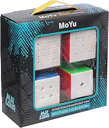 Box Cubo Mágico Profissional MoYu 2x2x2 + 3x3x3 + 4x4x4 + 5x5x5 Stickerless