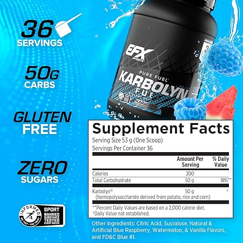 Miniatura 129 de EFX Sports Karbolyn Fuel | Polvo de carbohidratos de rápida absorción | Carga de carbohidratos, energía sostenida, recuperación rápida, sin