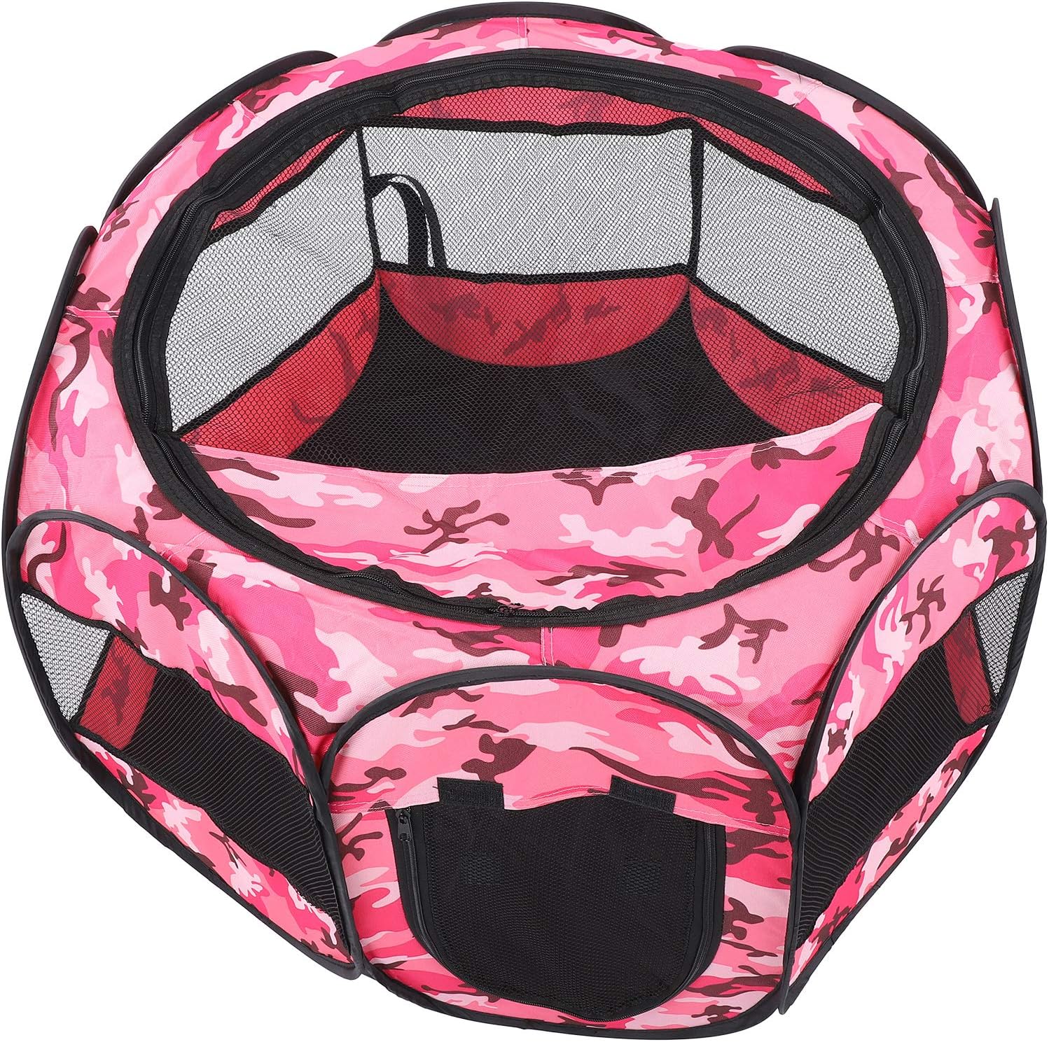 Foldable Pet Playpen Mesh Open Air Exercise Pen Tent House Playground for Dogs and Cats (XBD95 Color Camouflage M)