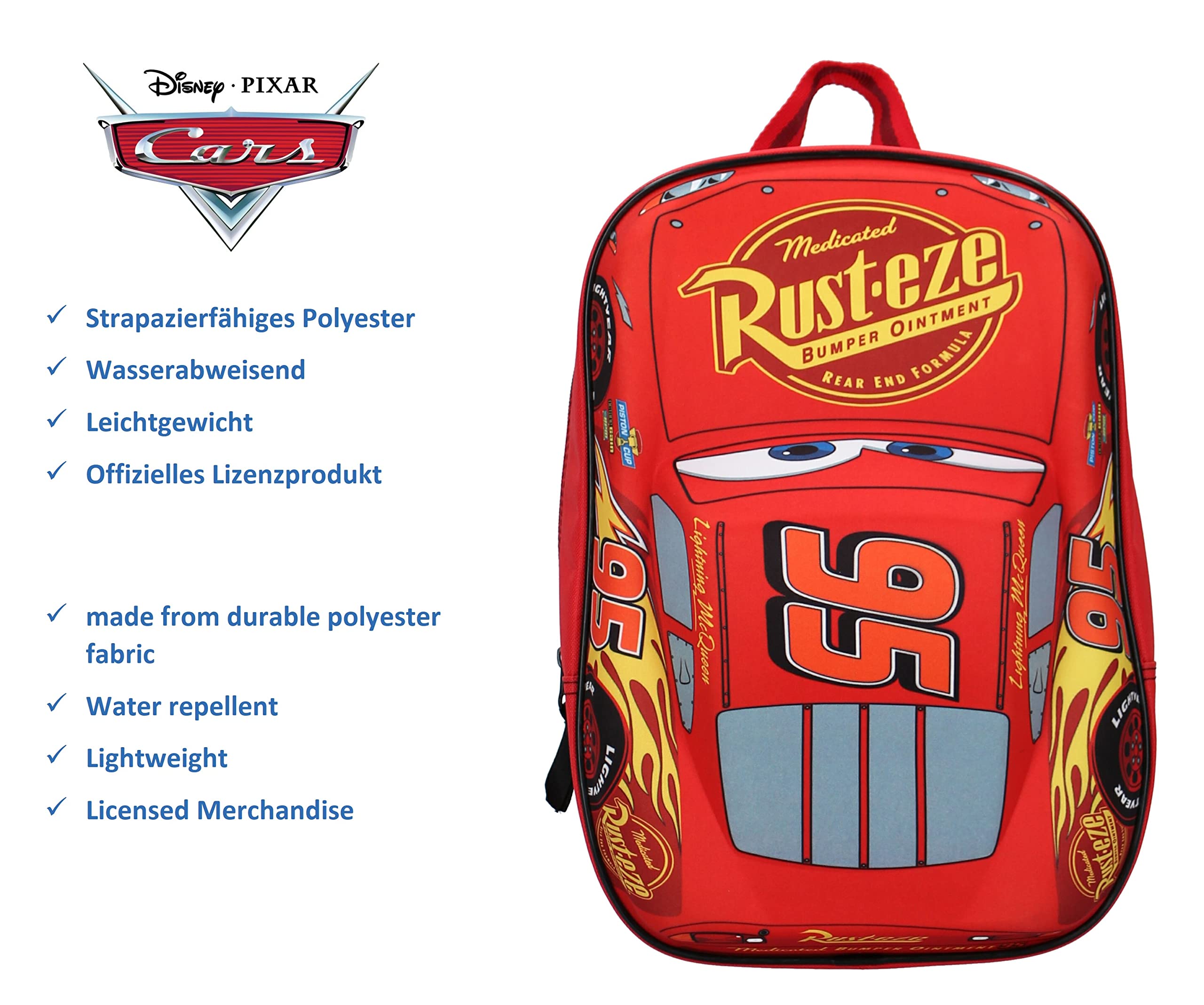Theonoi Set Cars Lightning McQueen - Mochila escolar con efecto 3D, mochila escolar, bolsa escolar, mochila deportiva, guardería, mochila ligera para niños pequeños, Kindergarten