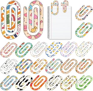 20 Pack Pre-Printed Acrylic Paper Clips, 3.6" x1.6" Jumbo Paper Clips Colorful Designs Ready to Use, Vibrant Patterns for School, Office, Teacher Gifts, Classroom Stationery & Craft Supplies