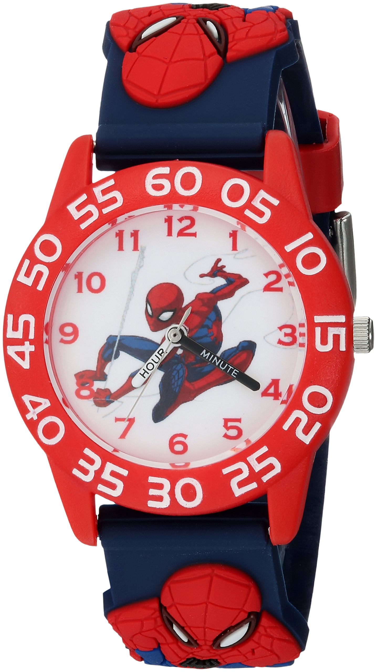 DisneyMarvel Spider-Man Kids' Plastic Time Teacher Analog Quartz 3D Strap Watch