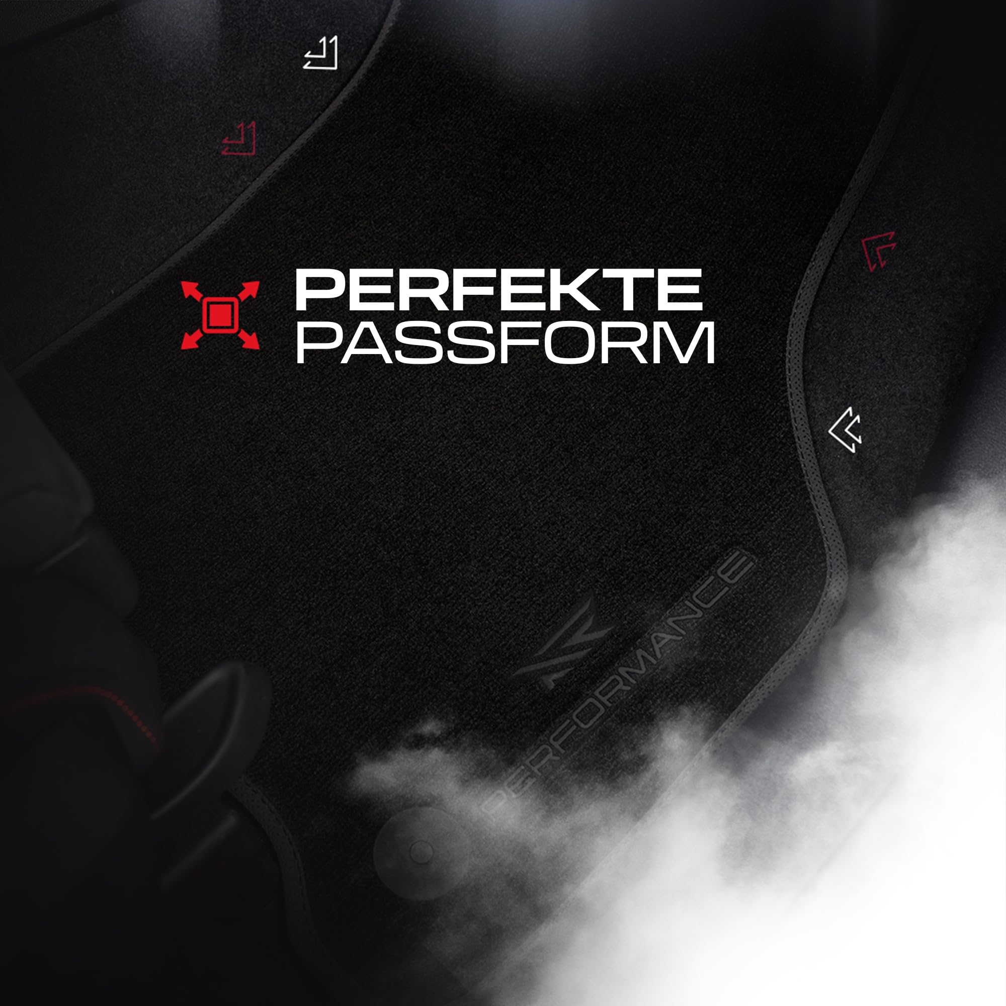 Performance Personalisierte Velours Fußmatten Auto passend für Volvo V40 II 2012-2019 - Premium, Perforiert, schwarz -Präzise CNC-Stickerei, Design-Lochpaspel, Auto Fußmatten - Perfekt für Autofahrer