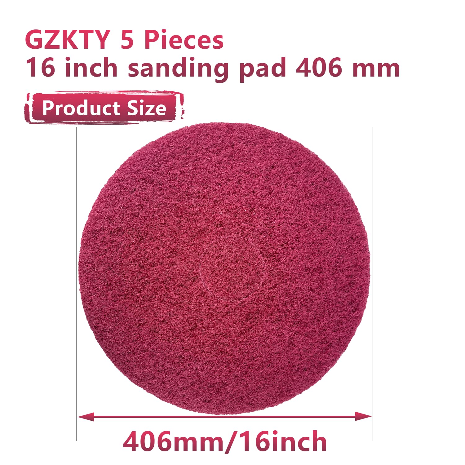 5 almohadillas para suelo de 406 mm, 25 mm de grosor, color rojo – para máquina de fregado Nadelfix, máquina de limpieza de suelos