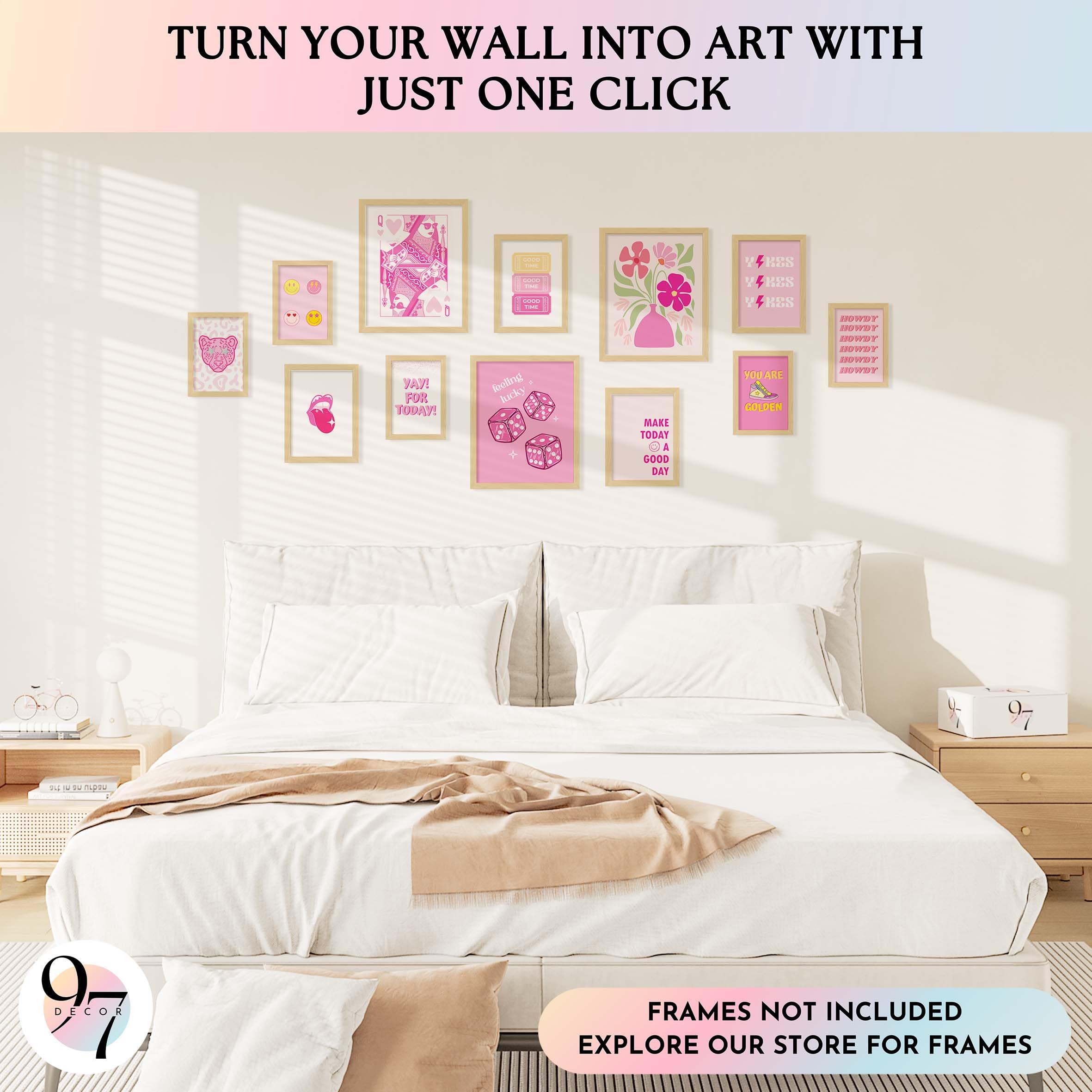 97 Decor Poster Estetici Rosa Preppy – Set Di 12 Stampe Artistiche Da Parete Per Camera Da Letto, Decorazioni Murali Alla Moda Per Ragazze E Camerette - 4