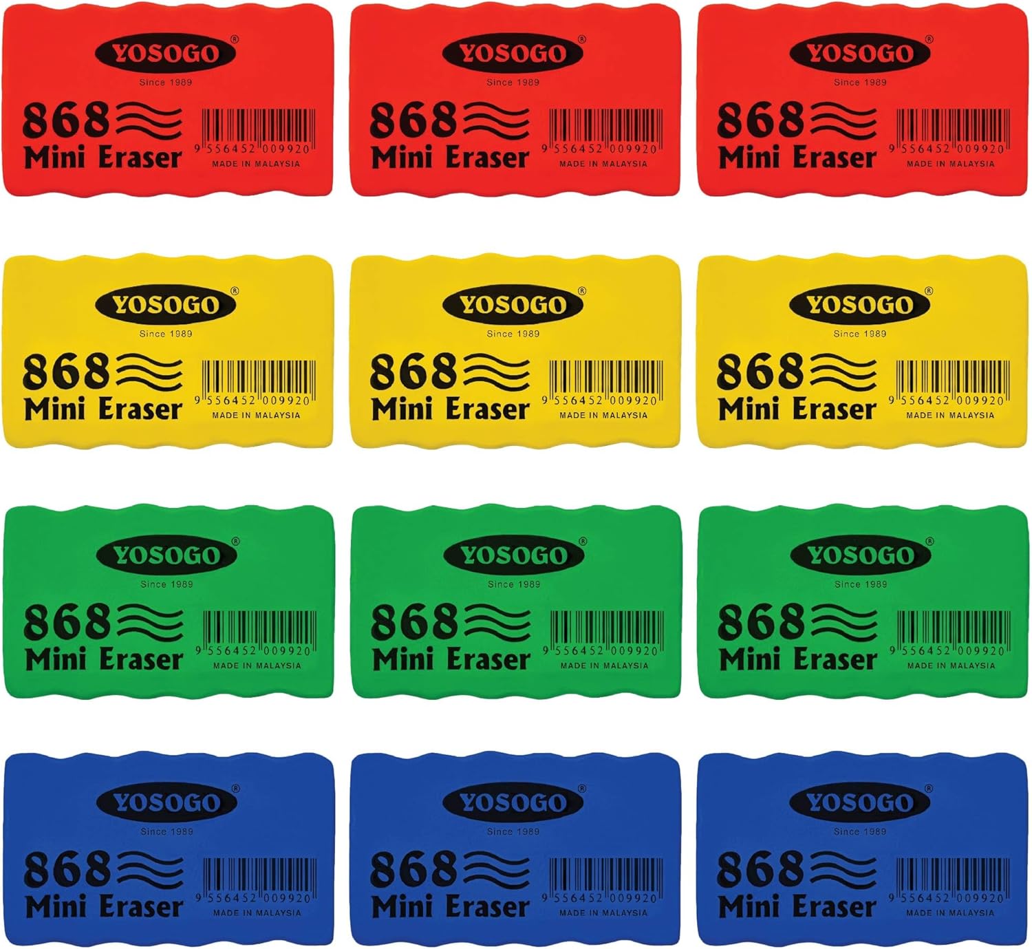 Borrador de pizarra blanca de borrado en seco de tamaño pequeño perfecto para aula, hogar y oficina, paquete de 12