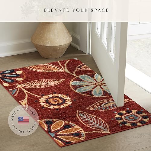 Miniatura 3 de Alfombras de cocina Maples Rugs Reggie, antideslizante, tapete de acento o área con diseño floral (fabricado en Estados Unidos), 1 pie 8 pulgadas x