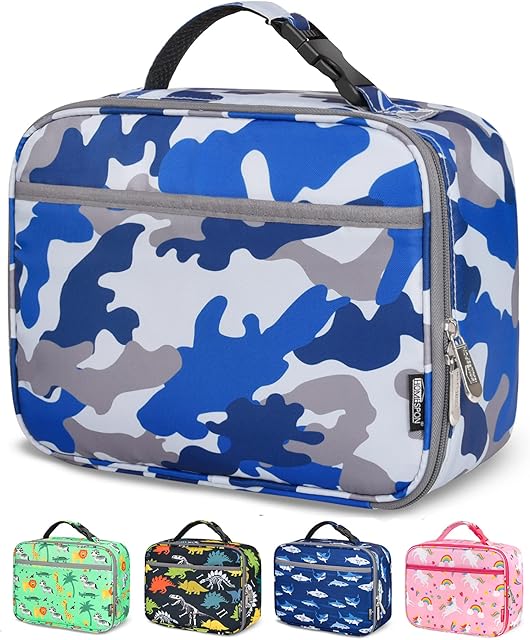 HOMESPON Insulated Kids Lunch Bag Thermal Meal Prep Tote School Lunch Box for Boys Girls (Blue Camo)