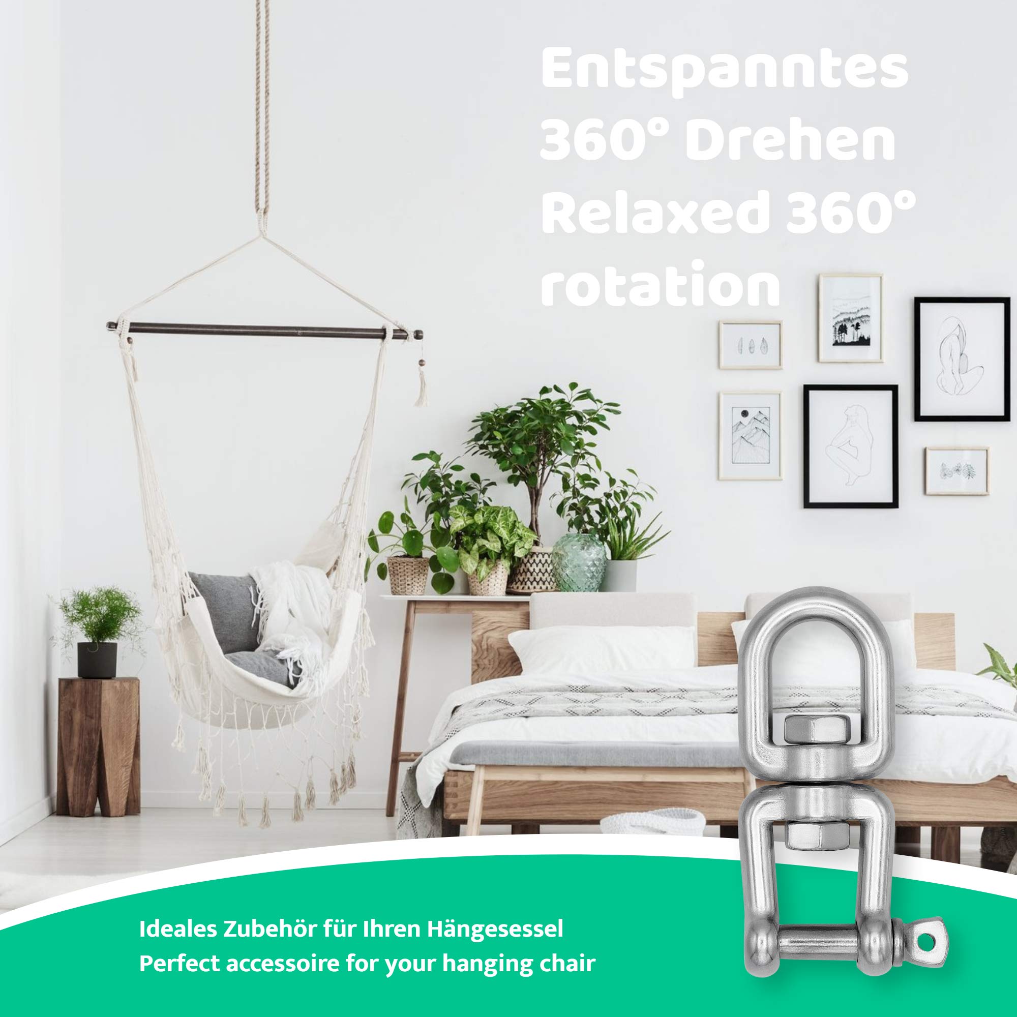 Girello In Acciaio Inox 8mm - Occhio+Forcella Per Sospensioni, Carico 250kg, Per Altalene E Amache - Foto 9