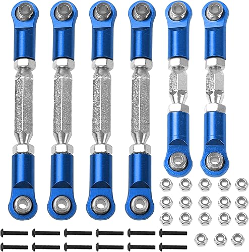 Tensores de metal para varilla, enlaces de dirección, varillas de acoplamiento compatibles con Arrma Granite 4X4 Senton 4X4 Mega550 1/10 RC Car Azul