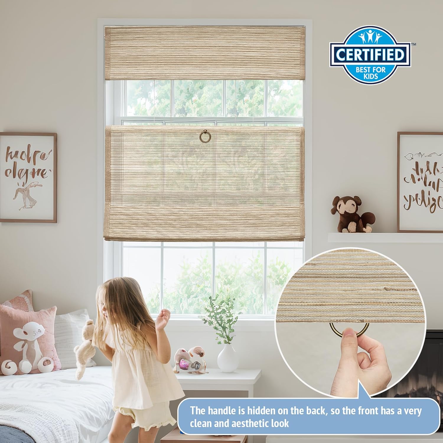 Keego Top Down Bottom Up Roman Shades for Windows Cordless Roman Window Shades Blinds Light Filtering Roman Window Shades Beige (with Lining,Block 90% Light)