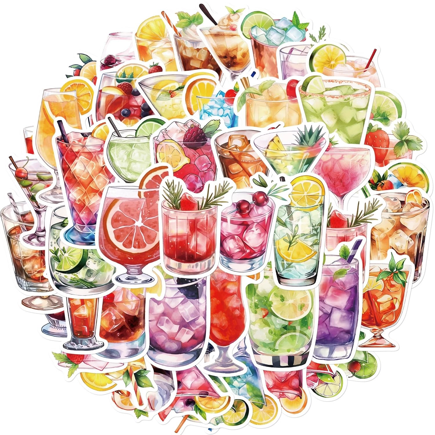 Cocktail Vinyl Stickers,Cocktail Graffiti Stickers,Vinyl Waterproof Sticker for Kids Teens Girls,for Phone Laptop Bottles Skateboard Computer Phone Luggage Guitar Gifts Sticker - Image 3