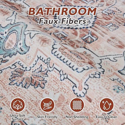 Miniatura 3 de Topllen Alfombra vintage ultrafina de 8 x 10 pies, alfombra grande para sala de estar, terciopelo suave, resistente a las manchas, lavable, tapete