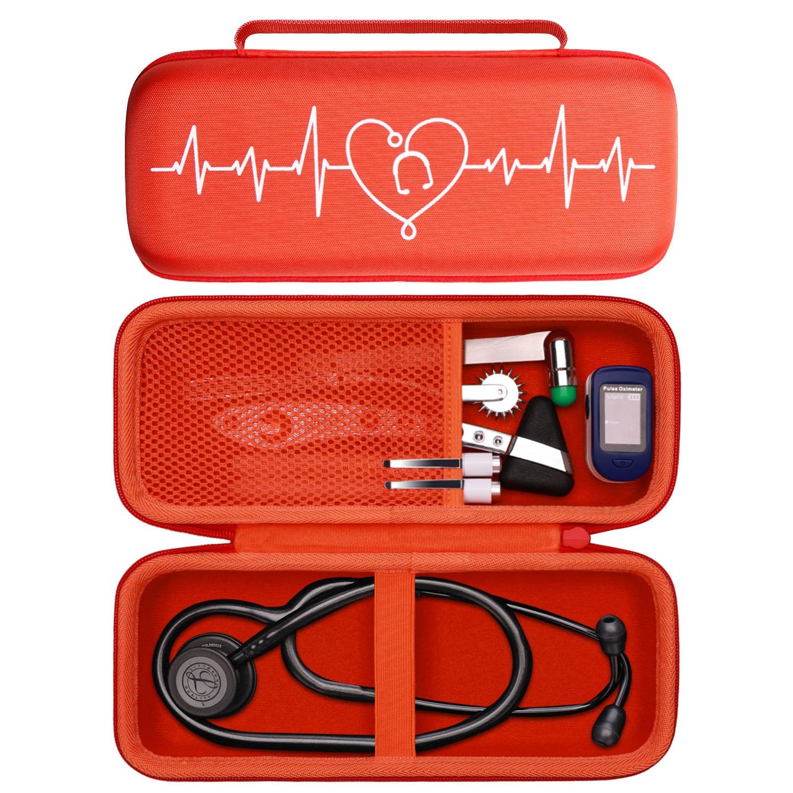 LTGEM Stethoscope Case for 3M Littmann Cardiology III,II,IV,3M Littmann Master Cardiology/MDF MDOne Stainless Steel Stethoscope Nurse Accessories and Medical Equipment (Orange Outer+Orange Inner)