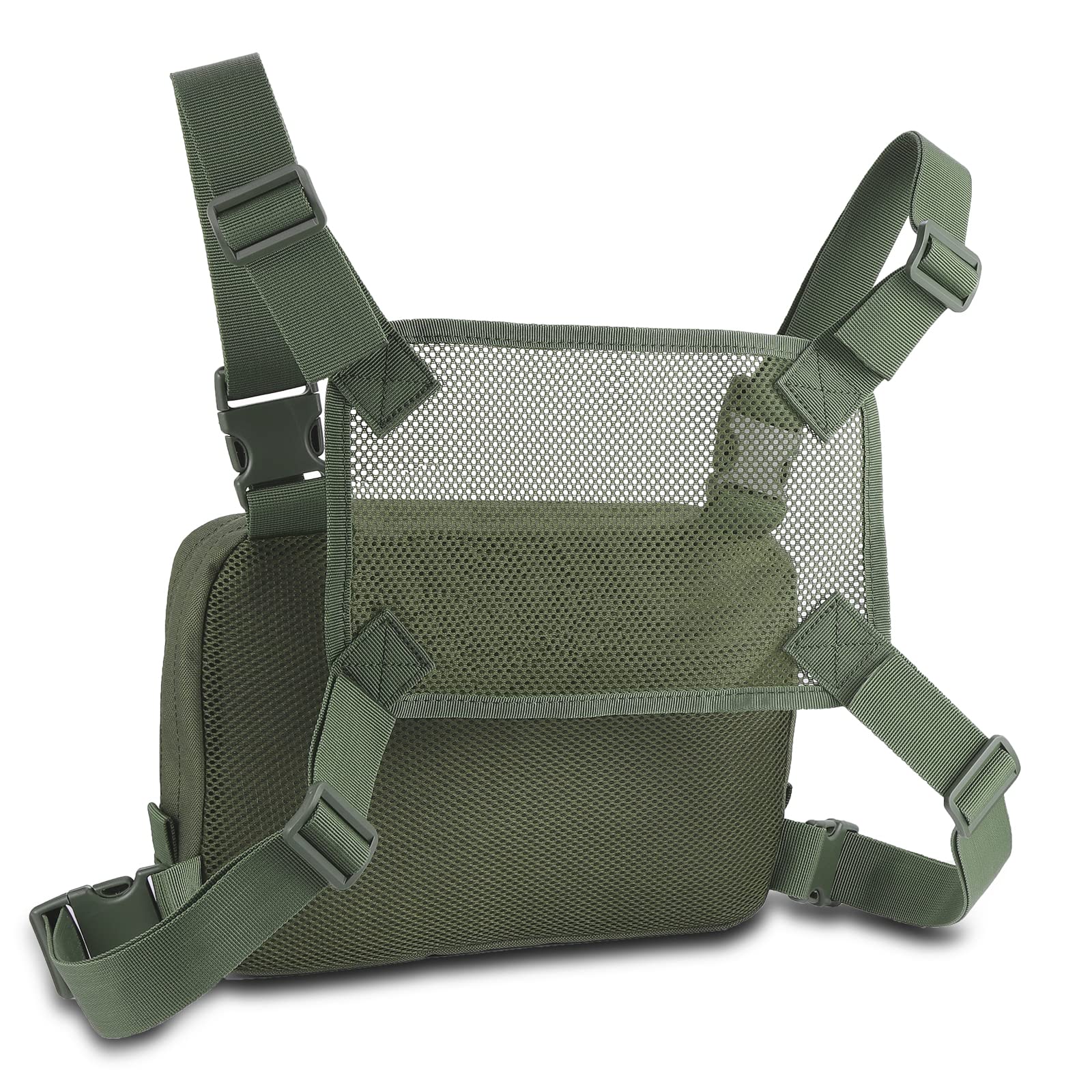 Kyrio Tactical Chest Rig Molle Radio Pecho Arnés Soporte Holster Chaleco para Radio bidireccional Walkie Talkies Verde