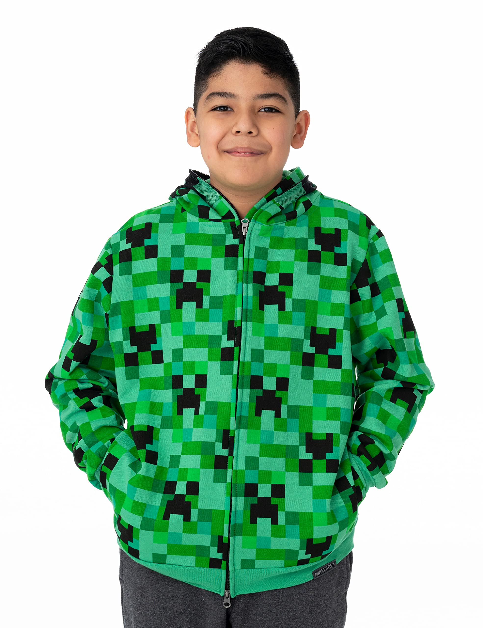 Buy Minecraft Creeper ZipUp Costume Hoodie with Full Face Mask for