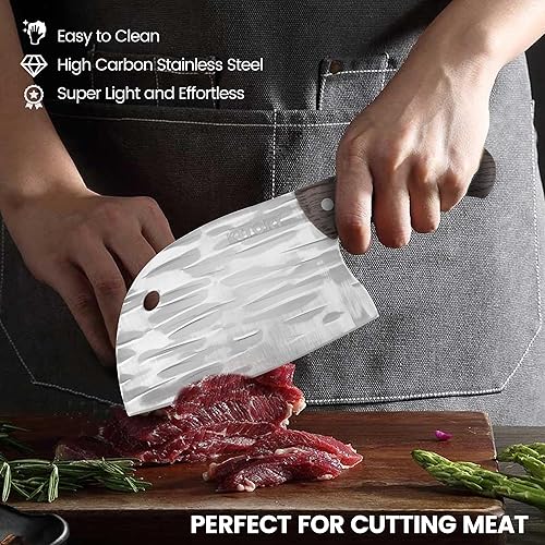 Miniatura 2 de Kitory Cuchillo de chef serbio, cuchillo de cocina afilado para carne y verduras de 6 pulgadas con mango de espiga completa, acero inoxidable de