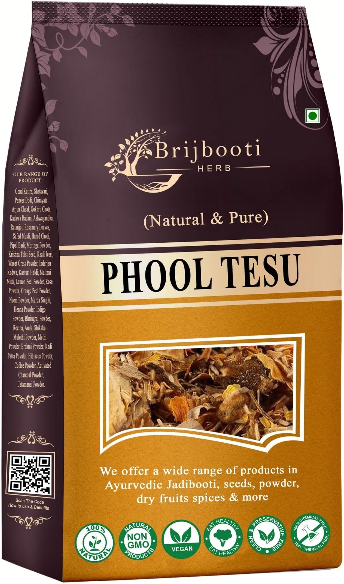 Brijbooti Phool Tesu 100 Gr - Tesu ke phool - Plas ke Phool - Dhaak ka Phool - Tesu Flower - Palash Phool