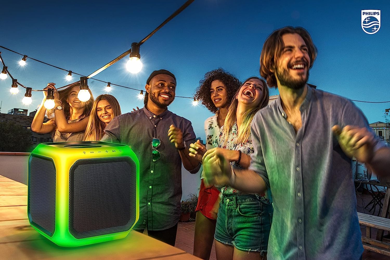 Philips TAX7207/10 Altoparlante Bluetooth Per Feste, 12 Ore Di Riproduzione, Luce A 360°, Collegamento Senza Fili E Batteria Ricaricabile