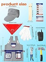 Vista 2 de Juego de 10 piezas de disfraz de conductor de tren para niños, kit de disfraz de ingeniero de tren, bandana y silbato para niños y niñas, Halloween