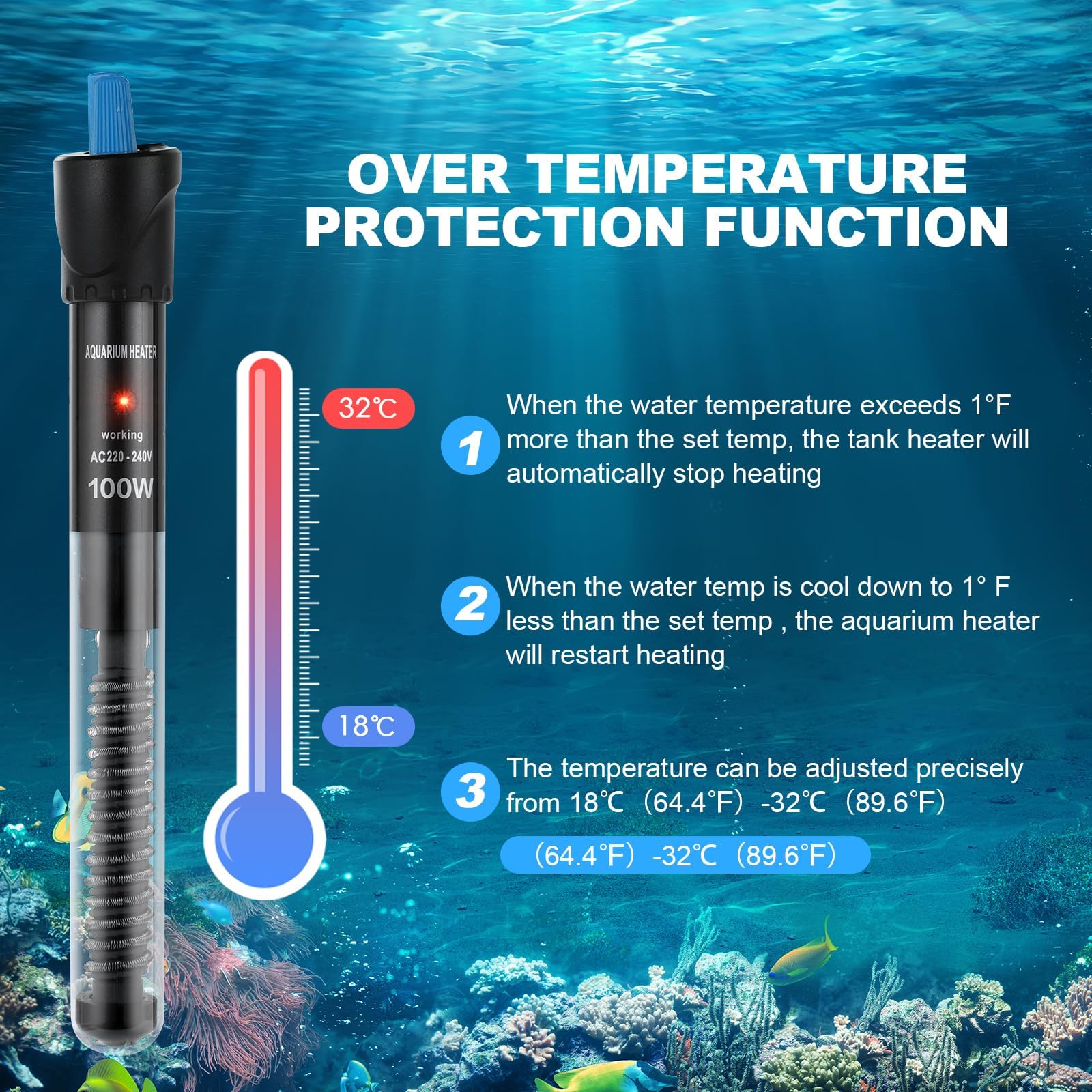 Riscaldatore Acquario Amtra Klima Evo 25W - Termostato Automatico Per Vasche Fino A 25 Litri - Foto 5