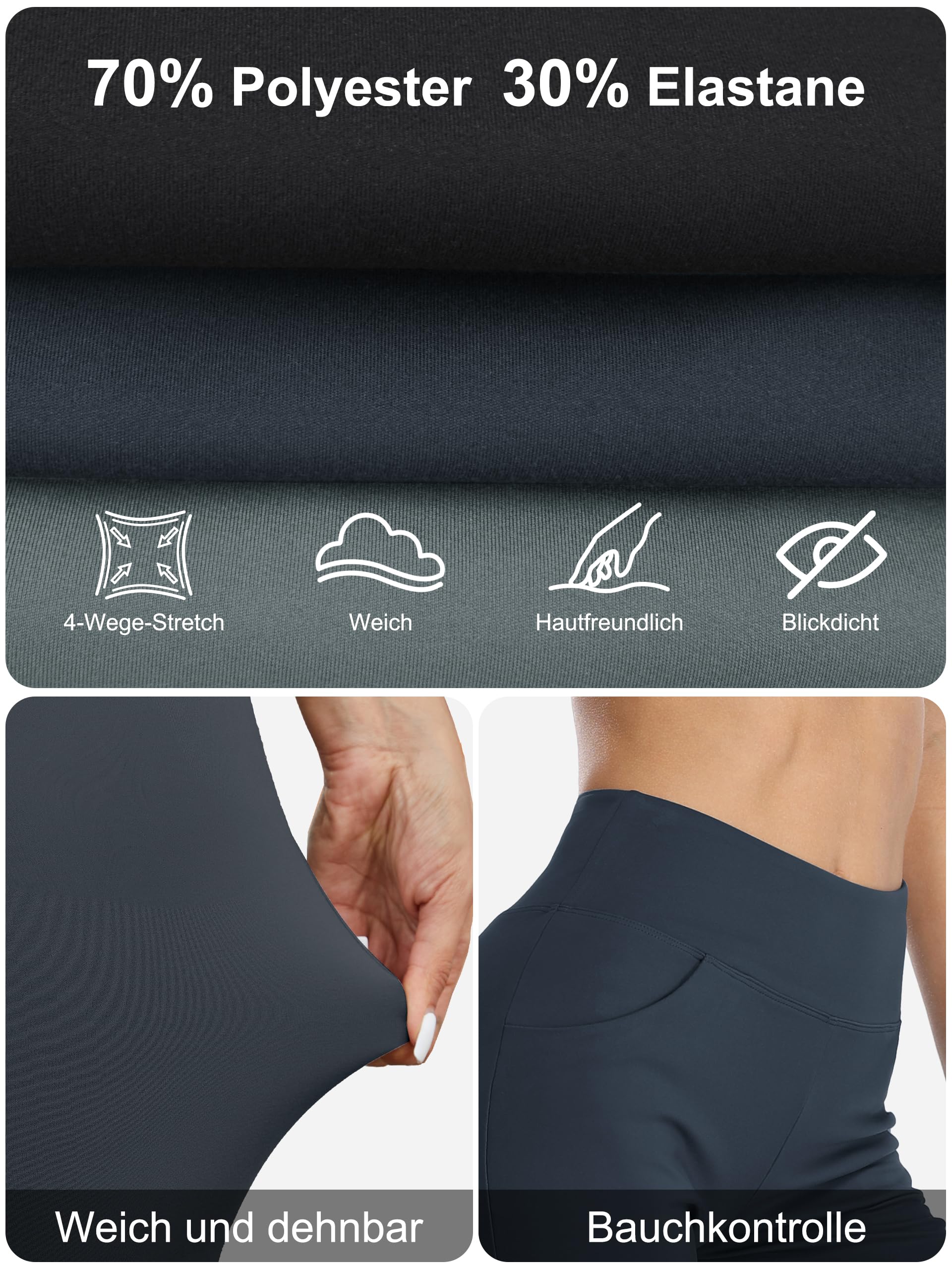 MOVE BEYOND Donna Pantaloni e Pinocchietti Bootleg da Yoga con 4 Tasche a Vita Alta Controllo di Pancia