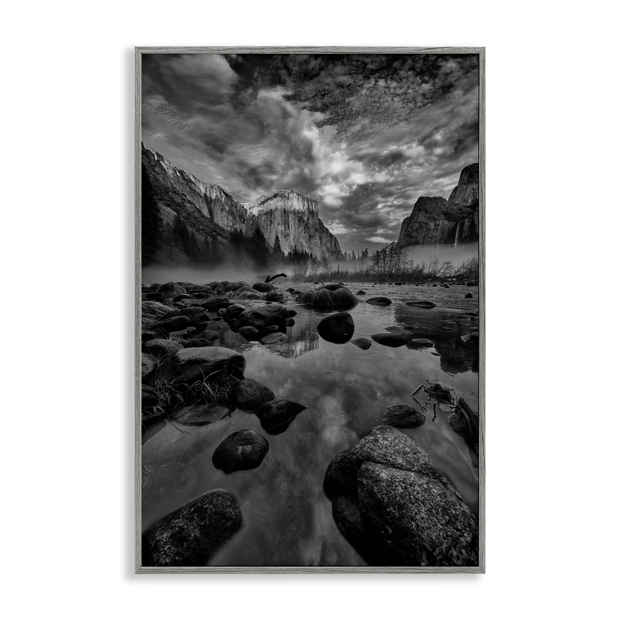 Stupell Industries Yosemite Morning River Reflection 'Morning In Yosemite Valley', Framed Giclee Art, Gray, 20 X 30 Inches, Easy To Hang And Sturdy, Made In Usa, By Jon Evan