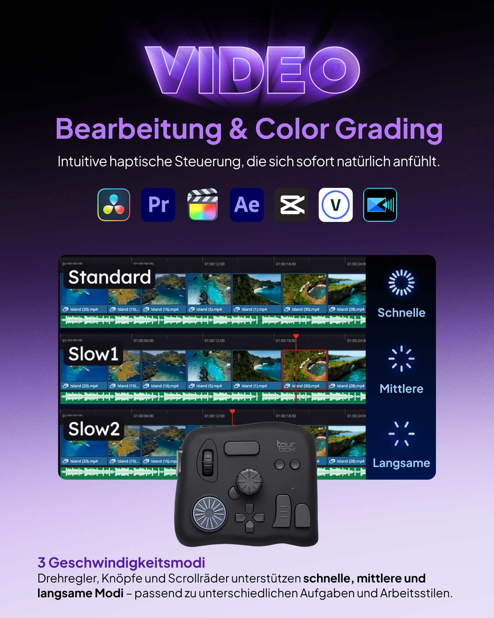 TourBox NEO, Editing Controller für Foto Video Ilustration, Makro Tastatur für Grafiktablett, MacOS/Windows, Photoshop Lightroom Premiere Davinci Resolve Blender Final Cut Pro Programmierbar Keyboard