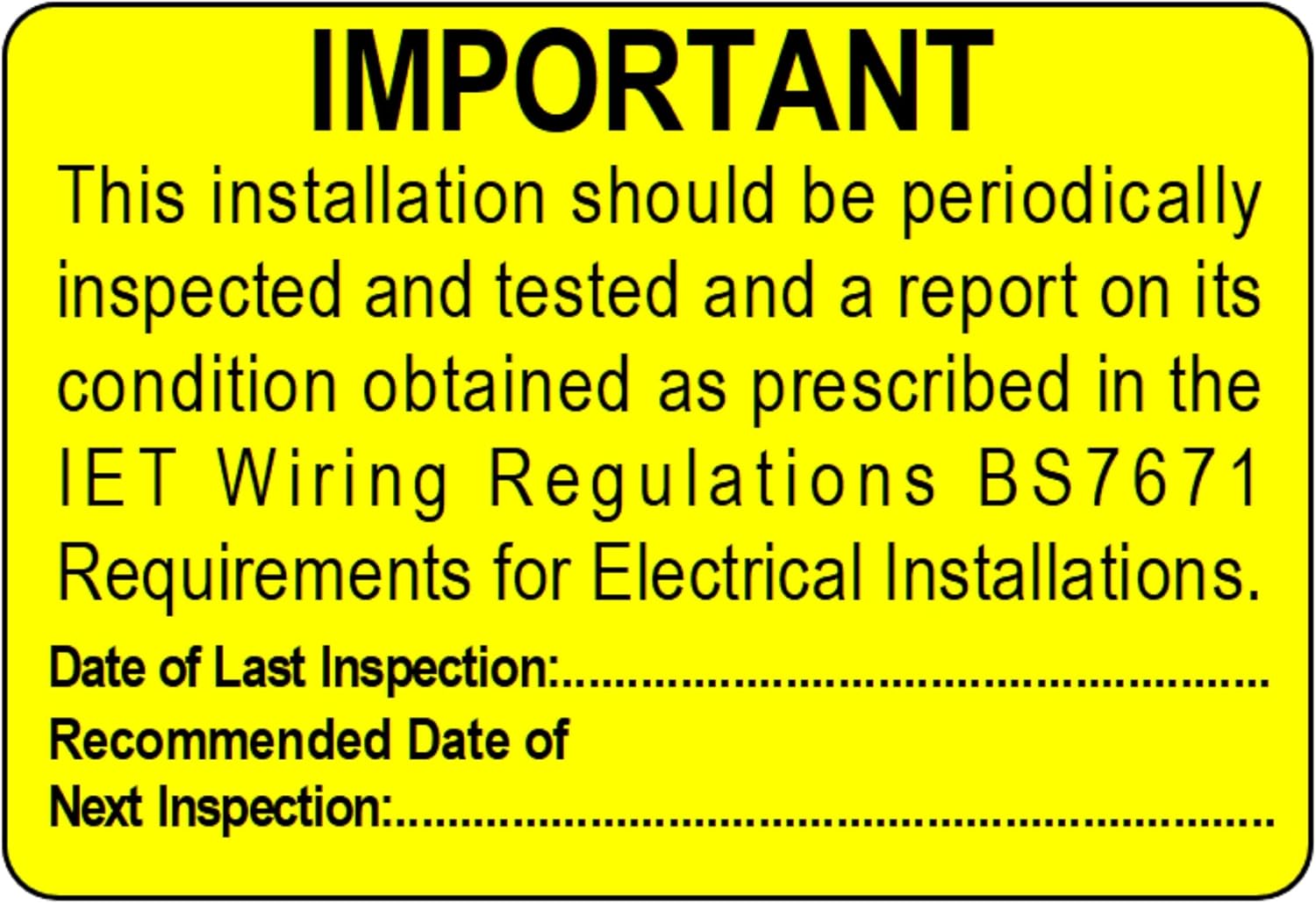 oub4 Electrical Safety Periodic Inspection Test Labels Electrical