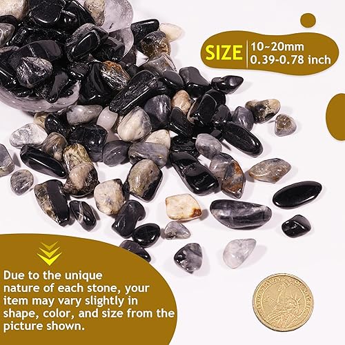 Miniatura 3 de Chips de cristal de ojo de tigre amarillo a granel, 1 libra, más de 1200 piezas, piedras de grava natural para acuario, piezas de piedra pulida,