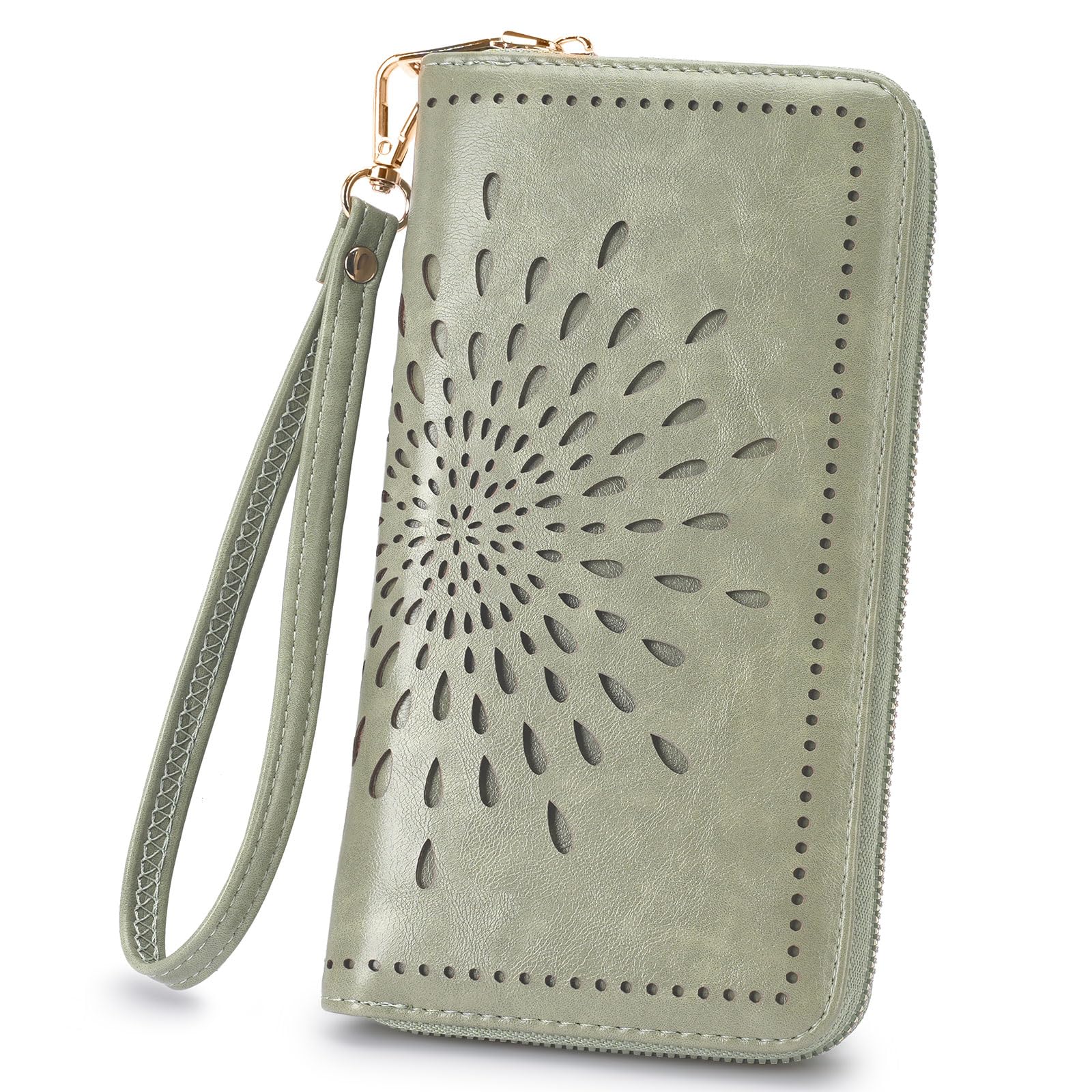 APHISON Wallet Women Large Capacity Clutch Purse For Ladies Card Holder RFID Wristlet Phone Zipper Coin Travel Pocket