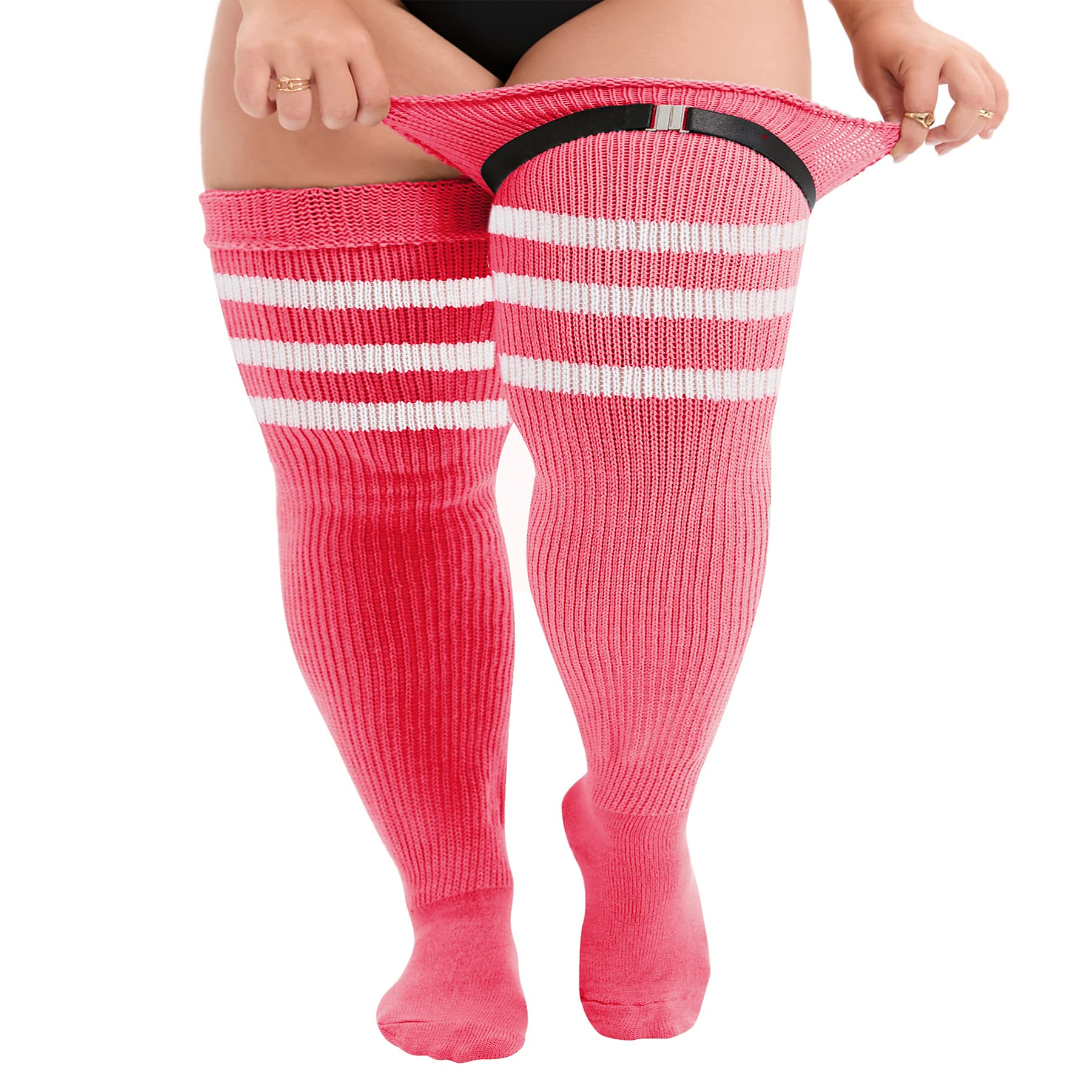 ZandoPlus Size Thigh High Socks Extra Long Leg Warmers Over Knee Thick Socks Chunky Knit Thigh High Stockings for Women