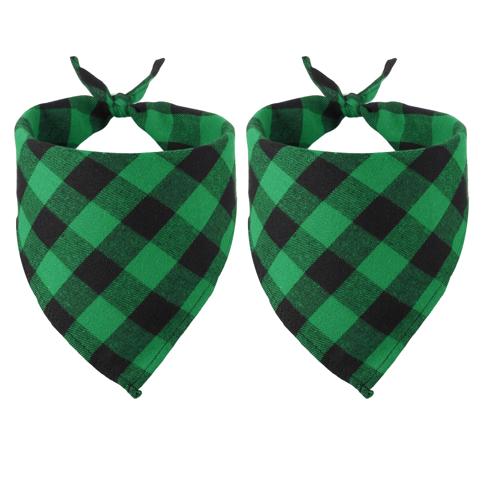 PATIKIL Dog Bandana, 60 x 42 cm Cat Scarf Buffalo Plaid Printing Triangle Handkerchief Accessories Adjustable Bibs Washable, (Green), Intended for Small Medium, Large Pet/Puppies
