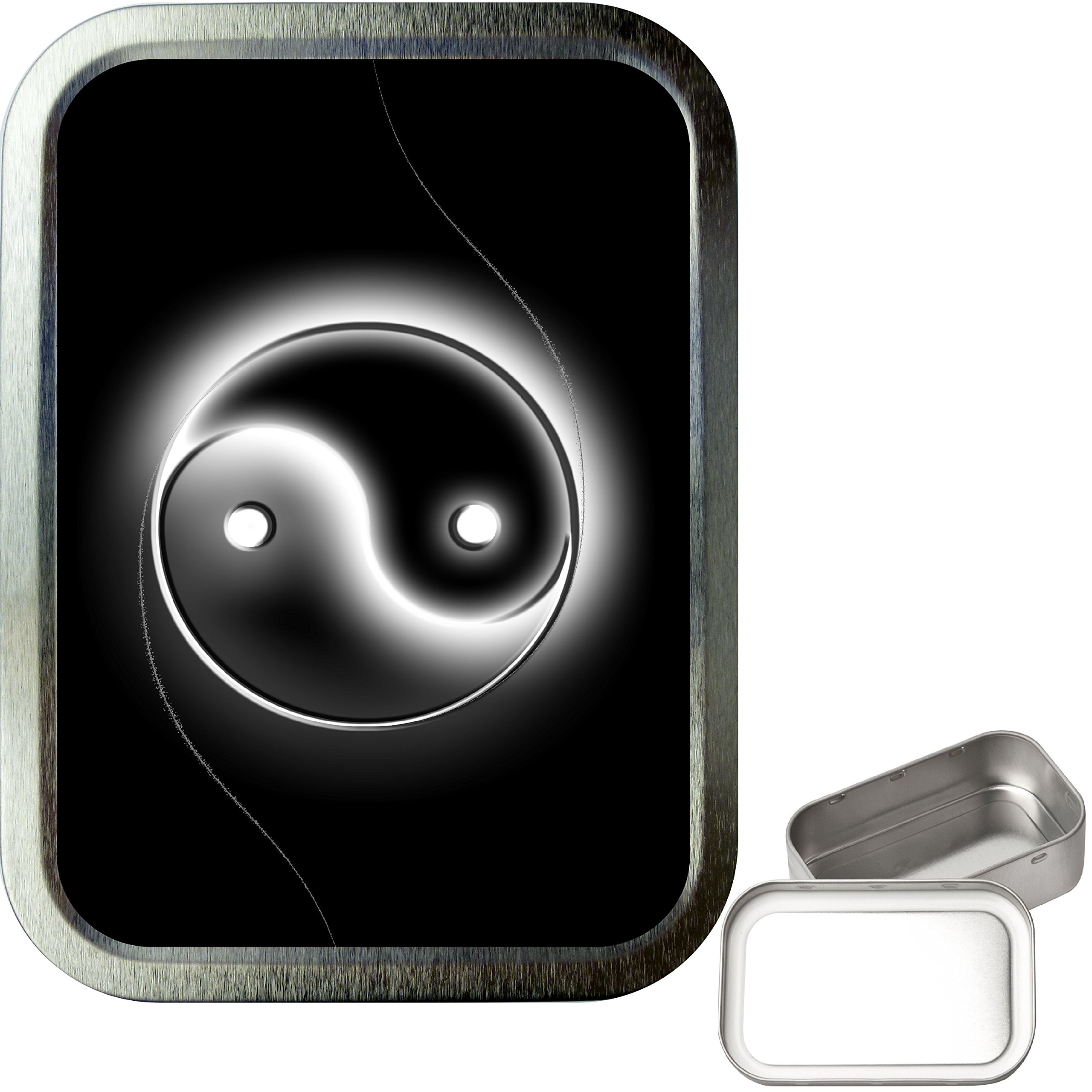 TEEZ - Ying Yang 2oz Silver Tobacco tin, Baccy Tin, Smoking Tin
