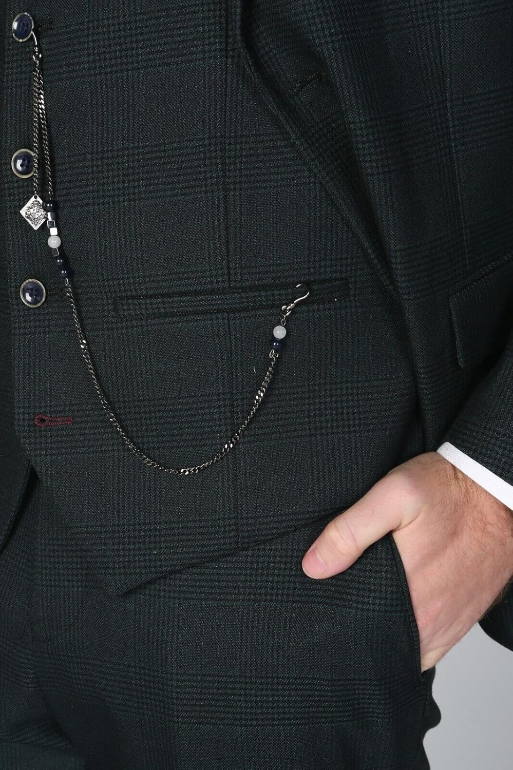 Men’s Dark Green Tweed Check Suit, 3 Piece Formal Set Sold Separately