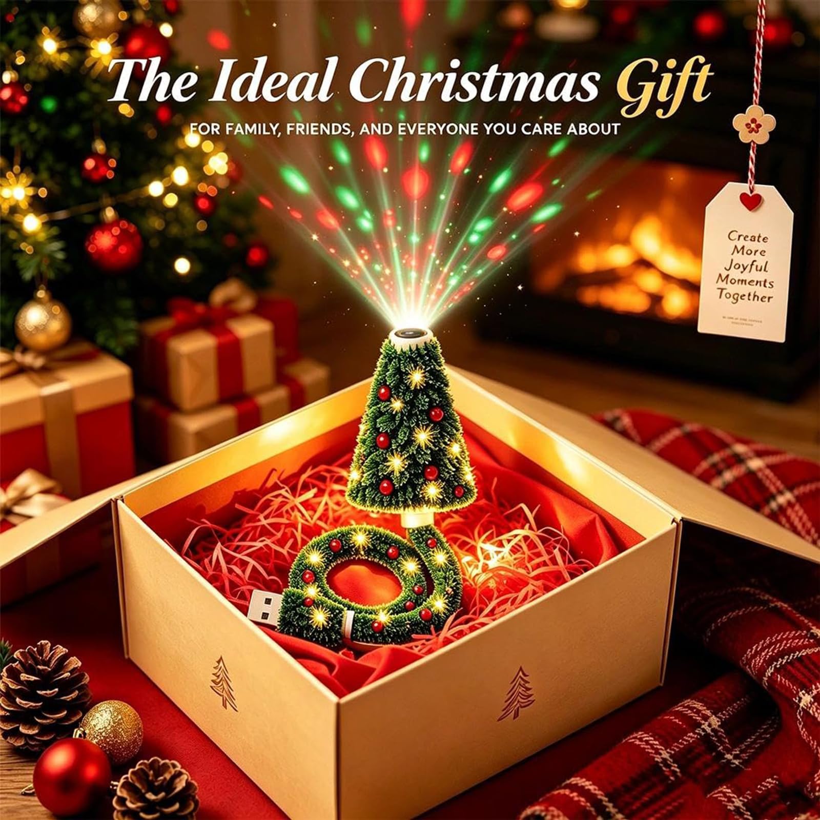 Proiettore luminoso natalizio, luce notturna a forma di albero di Natale con proiezione a soffitto e oltre 6 motivi festivi; ideale per camera da letto, soffitto, scrivania e decorazioni (2pcs)