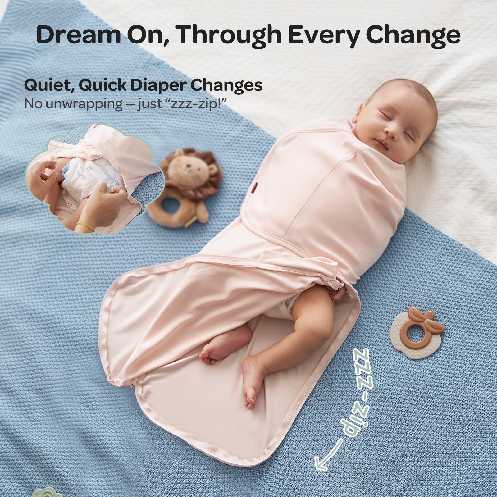 momcozy Swaddles for Newborns 0-3 Months, Quiet Fastener Swaddle Wrap, Easy for New Parents, Reduces Startle Reflex, 2-Pack, Bloom — view 5