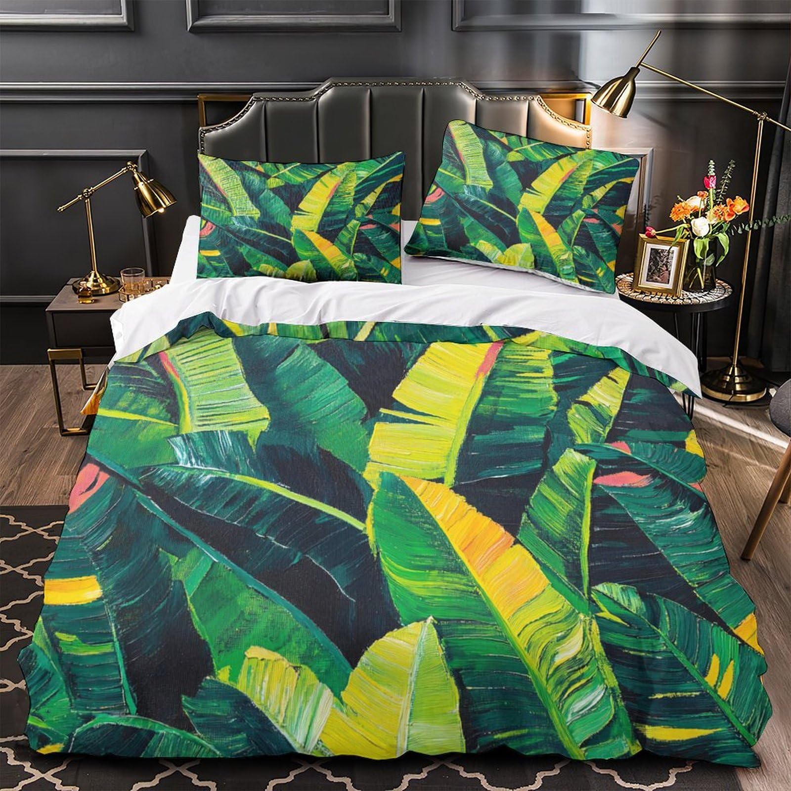 Housse de couette feuilles tropicales 3D haute résistance 140x200