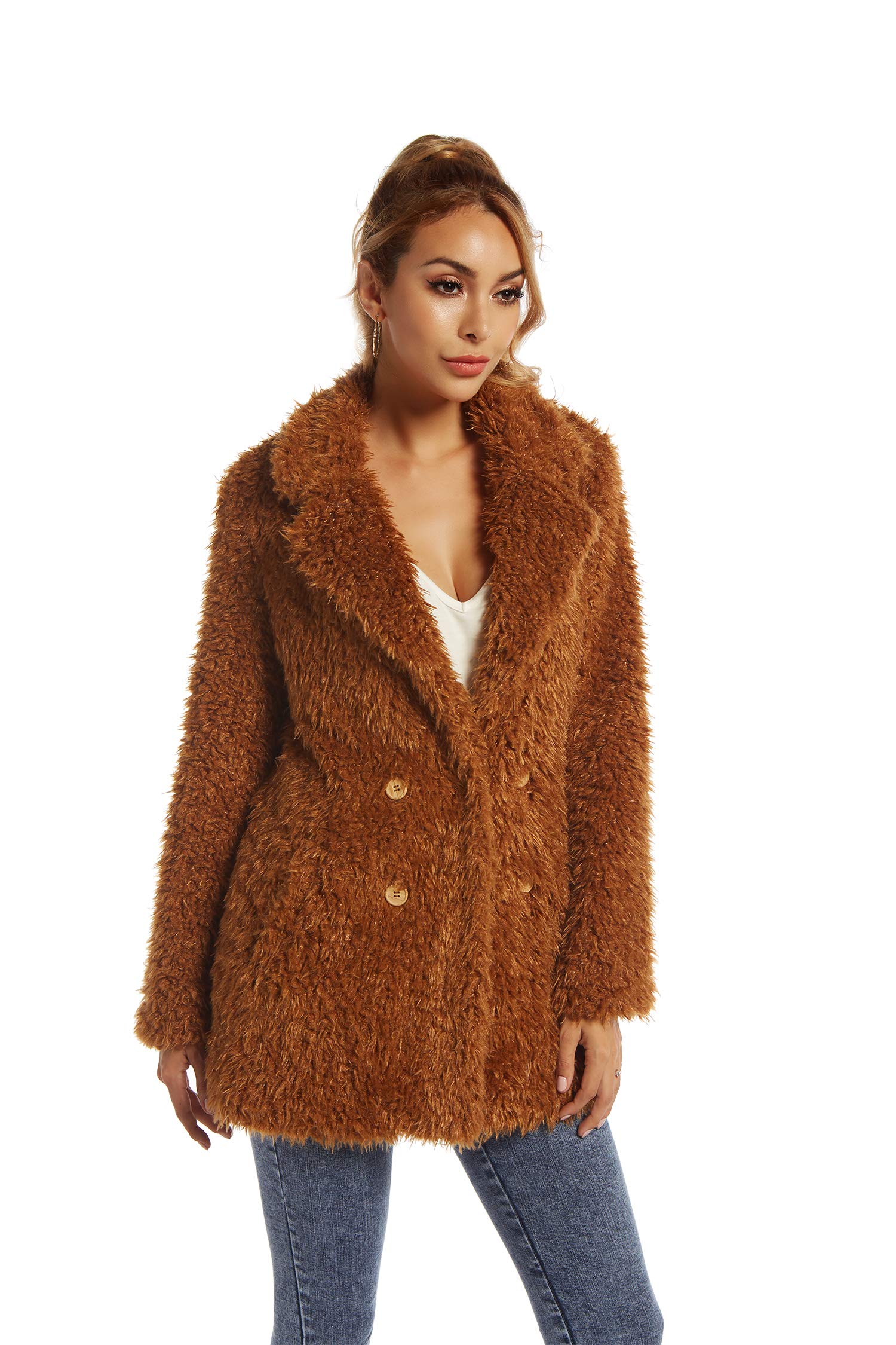 Elegant Faux Fur Coat Women 2021 Autumn Winter Warm Open Front Jacket  Cardigan Overcoat Casual Outerwear
