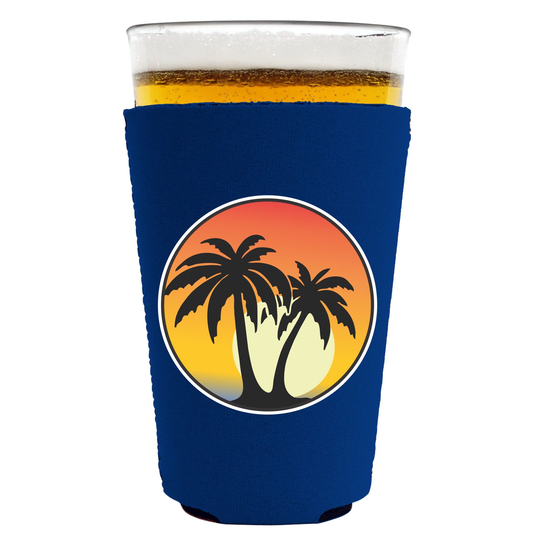 Coolie JunctionPalm Tree Sunset Pint Glass (Royal Blue)