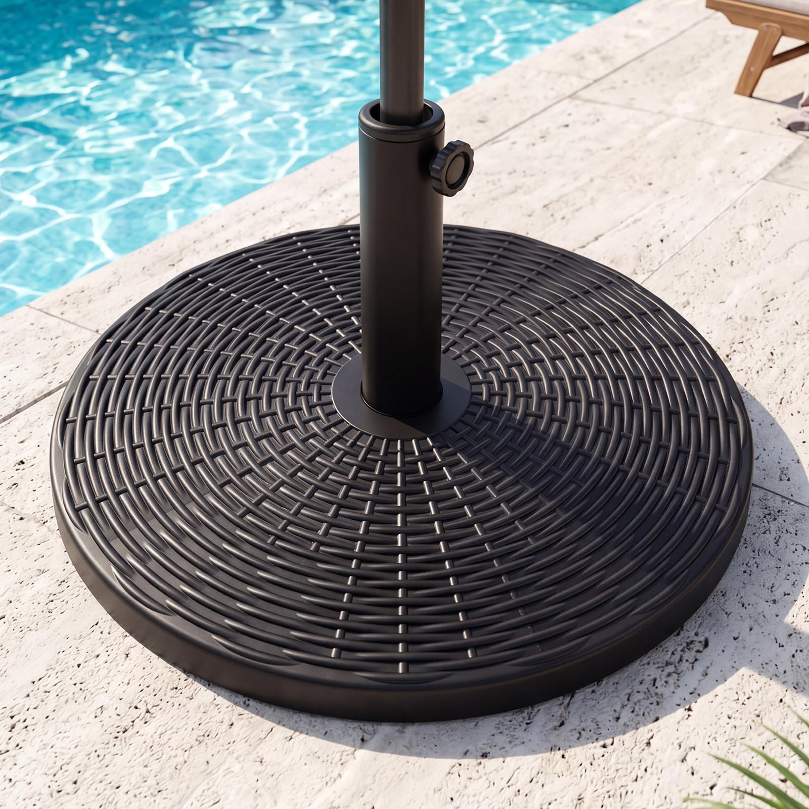 cement patio umbrella stand US Weight 50 lbs Base 1.9 inches Weight of umbrella base Pellebant 30 lbs. Round Concrete