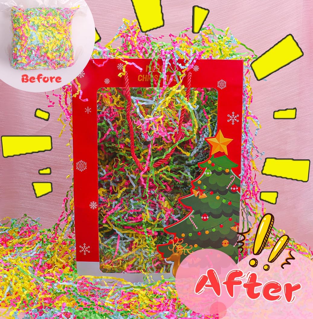 Zwish 230Grams/1/2LB Colored Crinkle Cut Paper Shred Filler Gift Box Filler Paper for Easter Days, Valentine's Day Christmas Gift Box Filling - Image 2