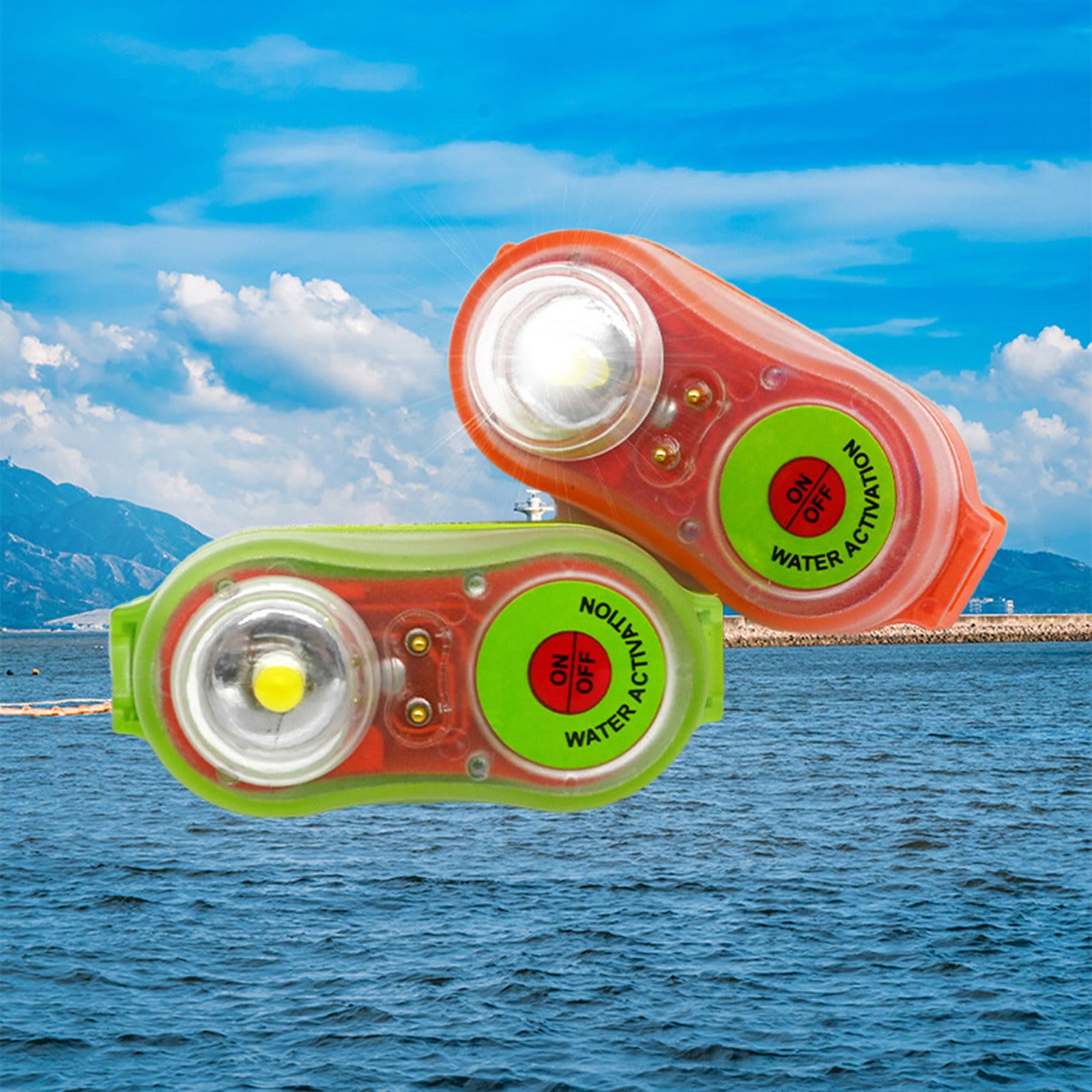 Generico Luci Giubbotto Salvataggio a LED con Attivazione ad Acqua - Set da 6/8 Pezzi - Rosse e Verdi per Emergenza in Mare