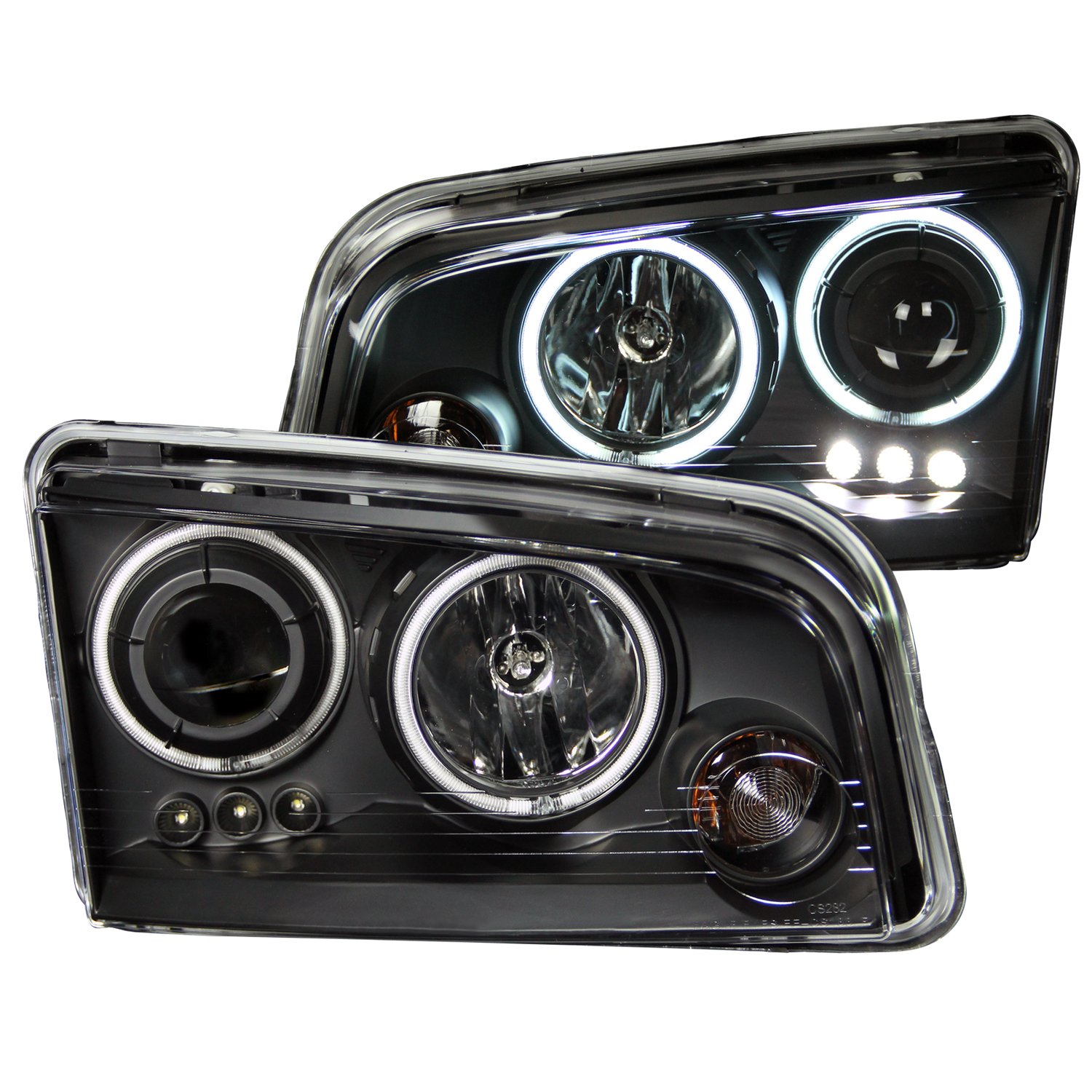 Anzo USA 121381 Black Halo Projector Headlight with Clear Lens for Dodge Charger