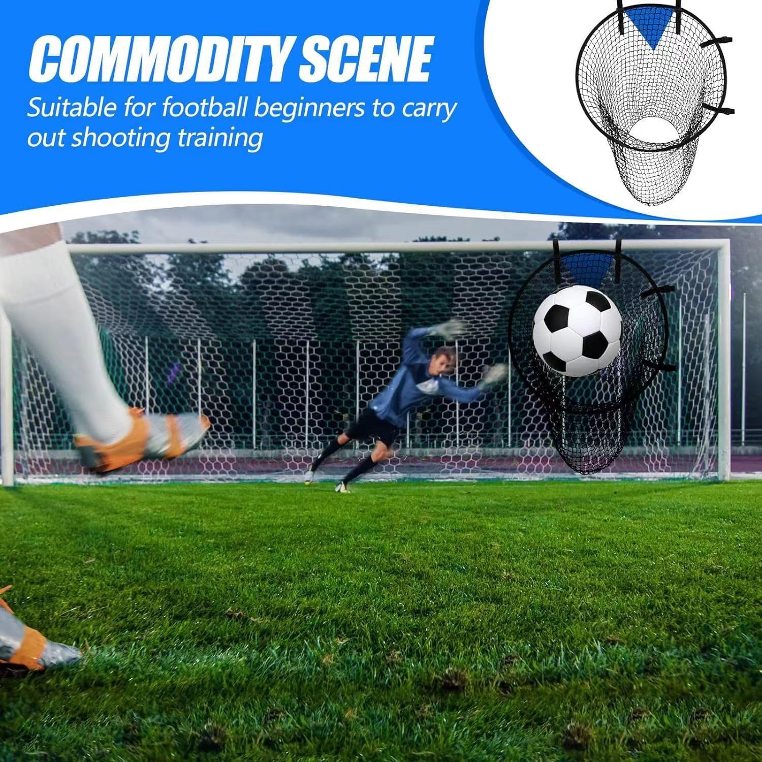 3 reti di destinazione da calcio, 1 obiettivo da calcio nero regolabile con cinghia, facile da installare e rimuovere, rete da calcio per l'allenamento e la precisione, 1 custodia