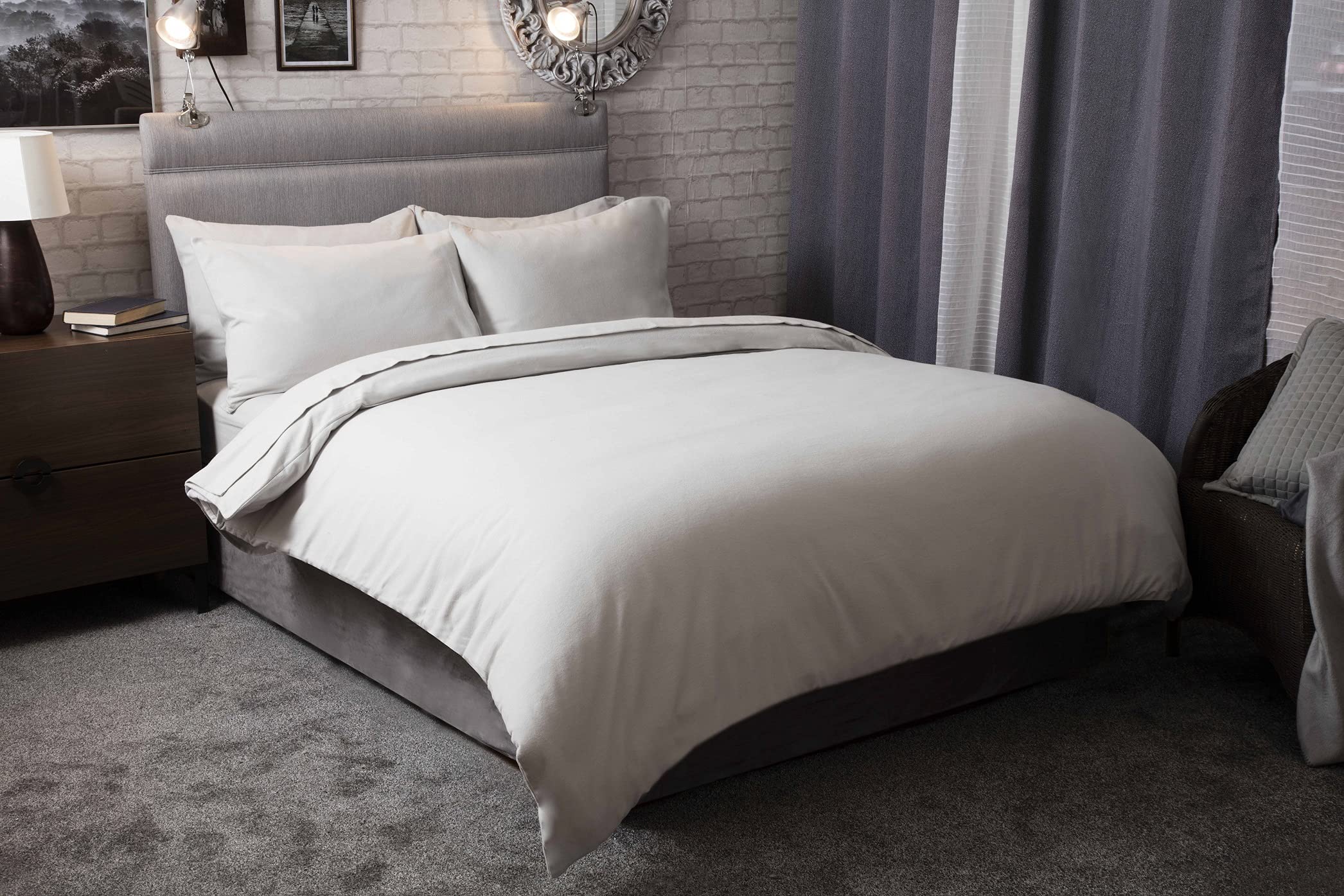 Belledorm 100% Brushed Cotton - Duvet Cover (Grey, Double)