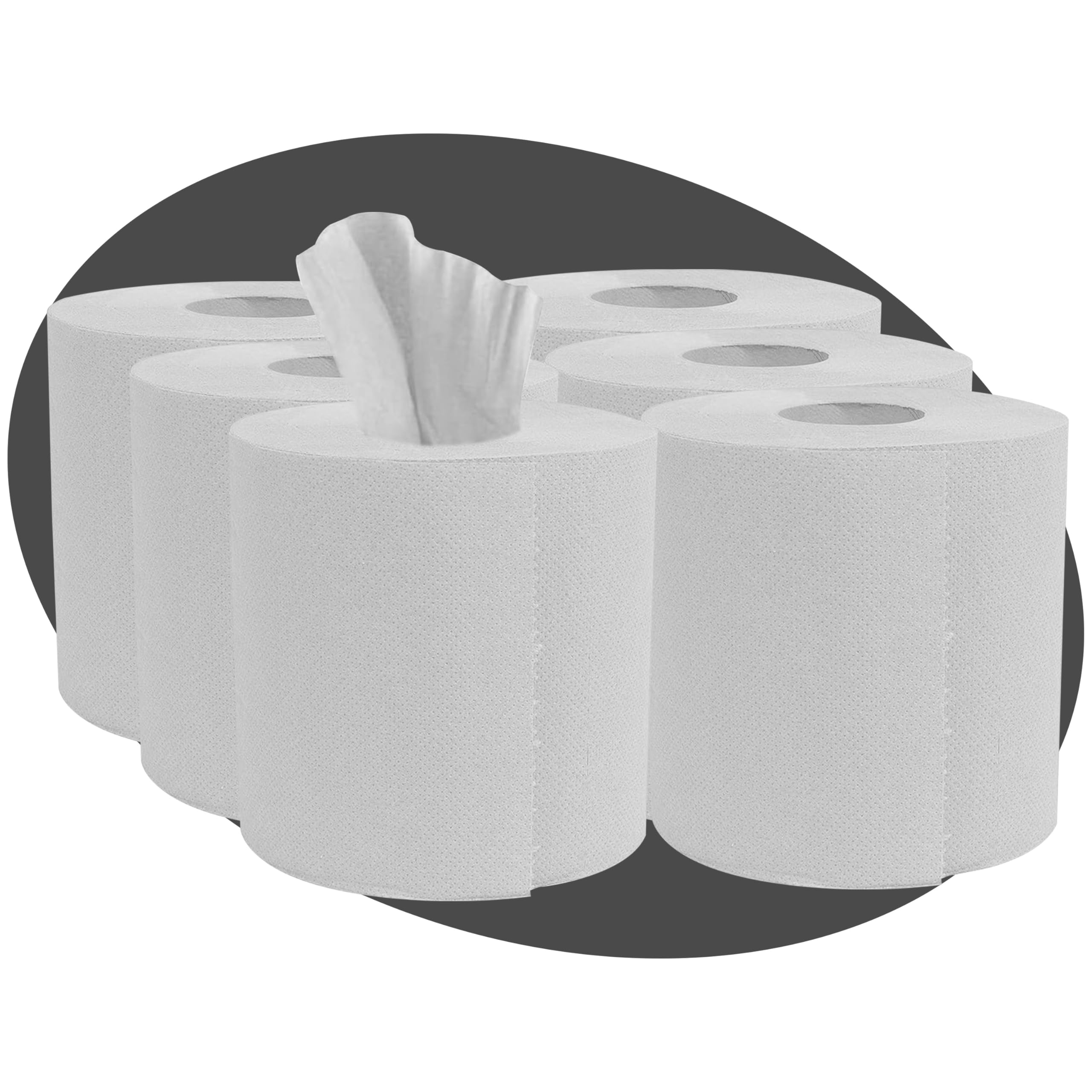 H-Line White Rolls Kitchen Towels Embossed Pattern Strong & Absorbent Paper Towel Tissue Roll Standard Household for Home Kitchen Office Warehouse (Pack of 6)
